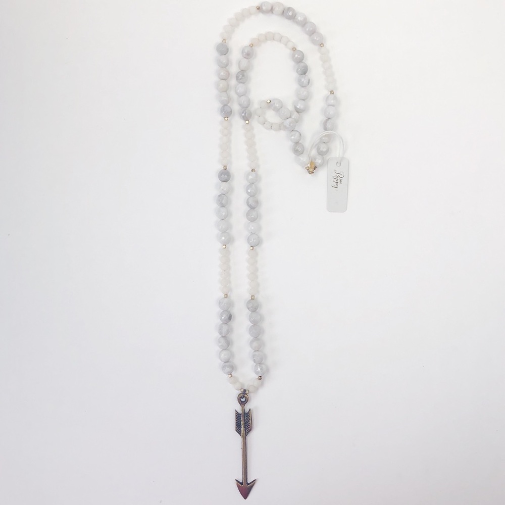 Love Poppy White & Grey Key Necklace